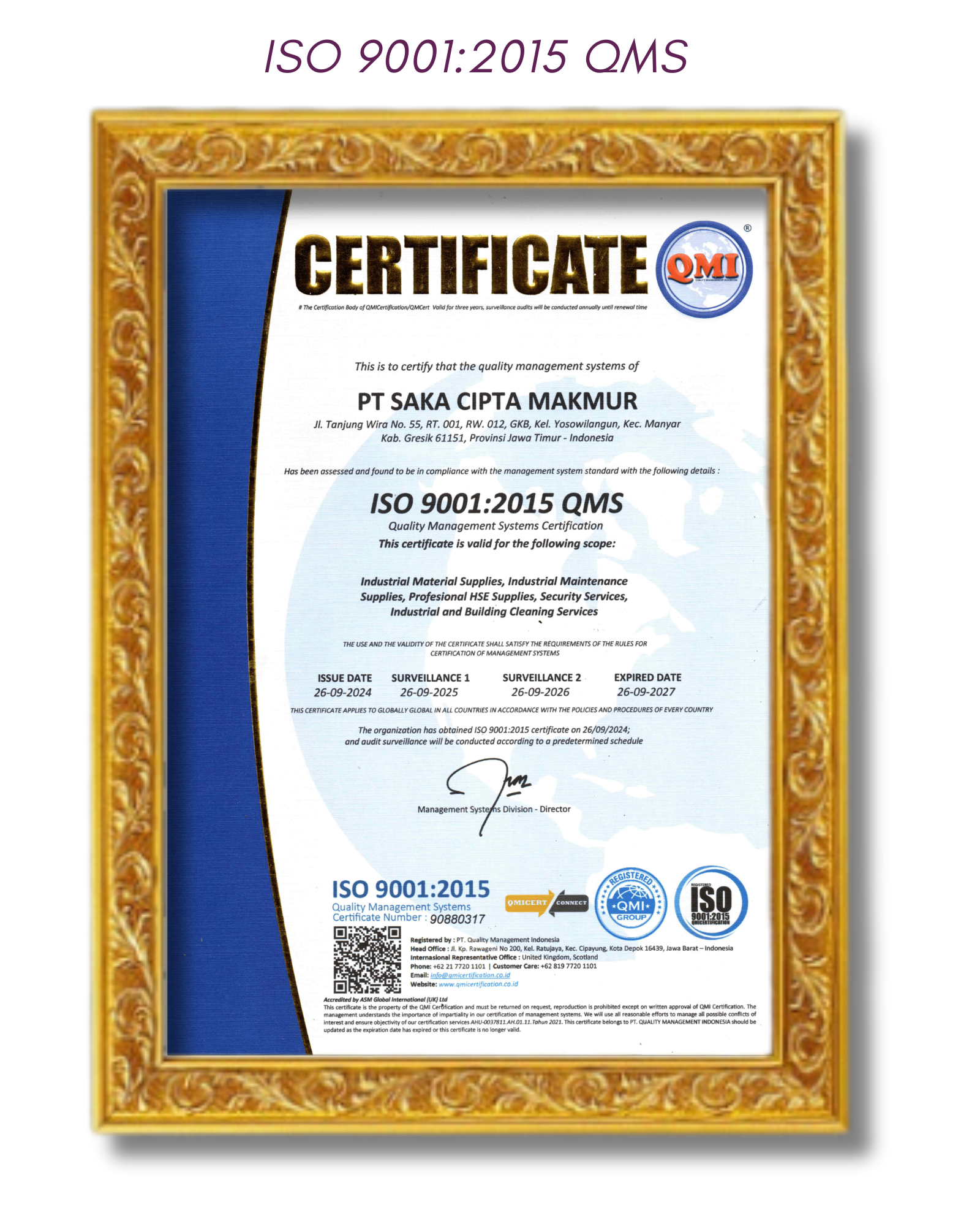 ISO 9001:2015 QMS